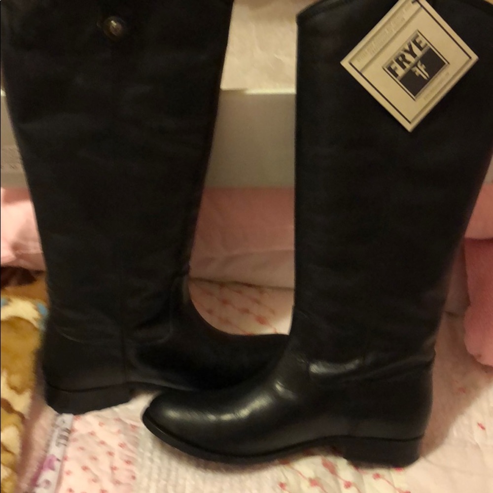 FRYE TALL Black Melissa Button EXTENDED CALF